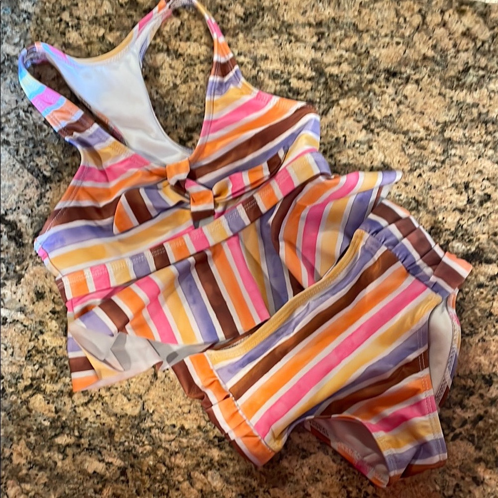 Wonder Nation Multicolor Striped Kids Bikini